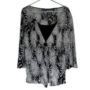 Vintage Notations Woman Lightweight Ragland Sleeve Layered Look Blouse 2X